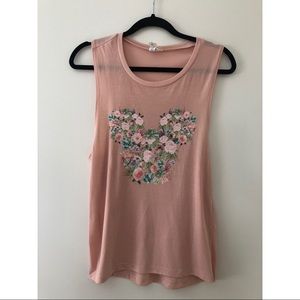 Pink Floral Mickey Mouse Tank